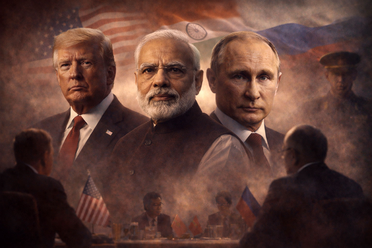 atmospheric version of some unspoken accord— between India and US with including Russia as a subtle, calculating third force shaping the unspoken accord.