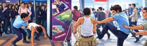 Shirtless IYC members thrashed by people at Ai Impact Summit