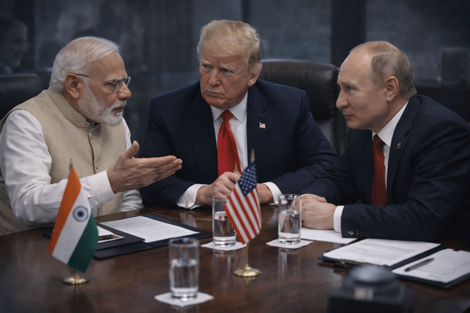 Modi, Trump & Putin in one frame, in a meeting discussing what the world won’t hear publicly